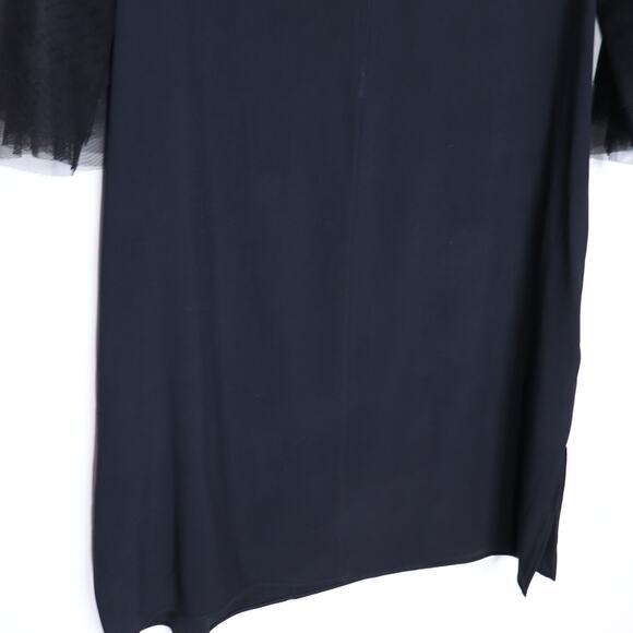 AKRIS PUNTO Embroidered Tulle Sleeve Shift Dress Black Knee Length Women's 12 - Picture 7 of 11